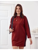 Gerades Kleid mit Streifen Plus Size Burgunderrot FI585 - Online-Shop - Boutique